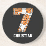 Personalized Basketball Number 7 Drink Coasters
