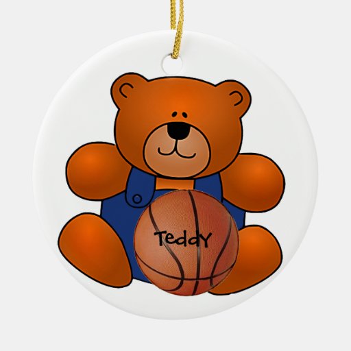 teddy bear holding basketball