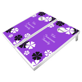 Personalized Beanbag Toss Purple Floral Lawn Game Cornhole Sets