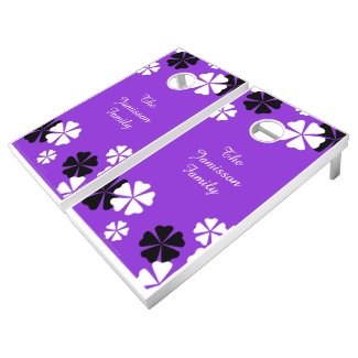 Personalized Beanbag Toss Purple Floral Lawn Game