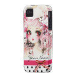 Personalized - Beautiful anime girl with bunnies iPhone 4 Cases