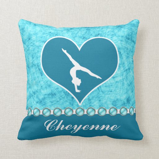 Personalized Beautiful Turquoise Gymnastics Pillow Zazzle