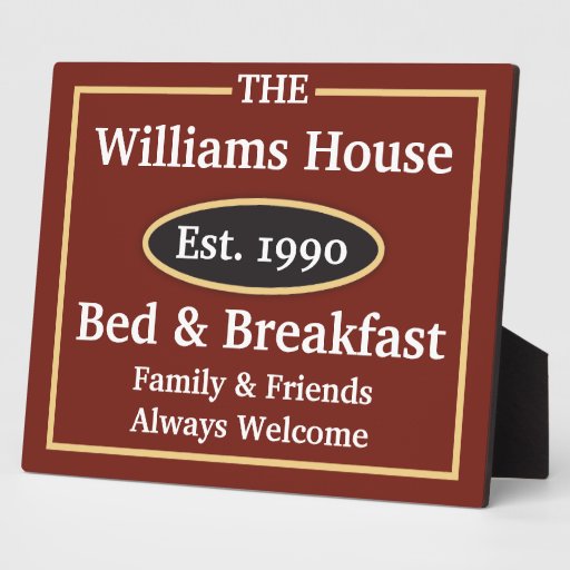 Personalized Bed & Breakfast Sign Display Plaque | Zazzle