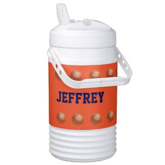 Personalized Beverage Cooler Basketball Orange
