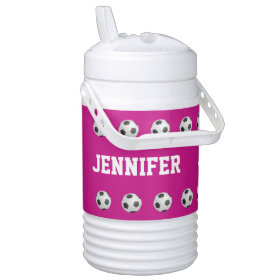 Personalized Beverage Cooler Soccer Hot Pink Igloo Beverage Dispenser