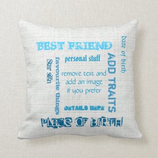Personalized BFF best friends wordcloud chalkboard Pillows