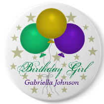 Personalized: Birthday Girl Button