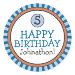 Personalized Birthday Stickers - Blue & Orange stickers