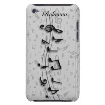 Personalized black and gray musical notes iPod touch Case-Mate case