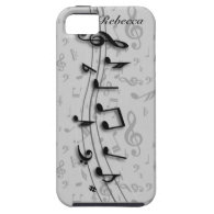 Personalized black and gray musical notes iPhone 5 case