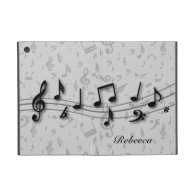 Personalized black and gray musical notes iPad mini covers