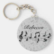 Personalized black and gray musical notes key chains