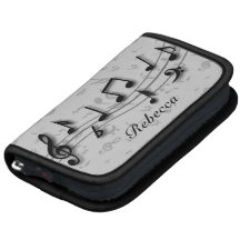 Personalized black and gray musical notes folio planners