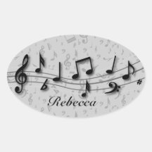 Personalized black and gray musical notes sticker
