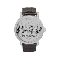 Personalized black and gray musical notes watches at Zazzle