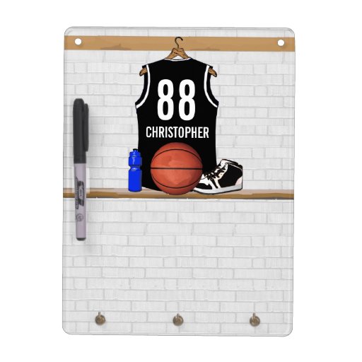 Personalized Black and White Basketball Jersey Dry Erase Board Zazzle