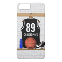 Personalized Black and White Basketball Jersey iPhone 7 Plus Case