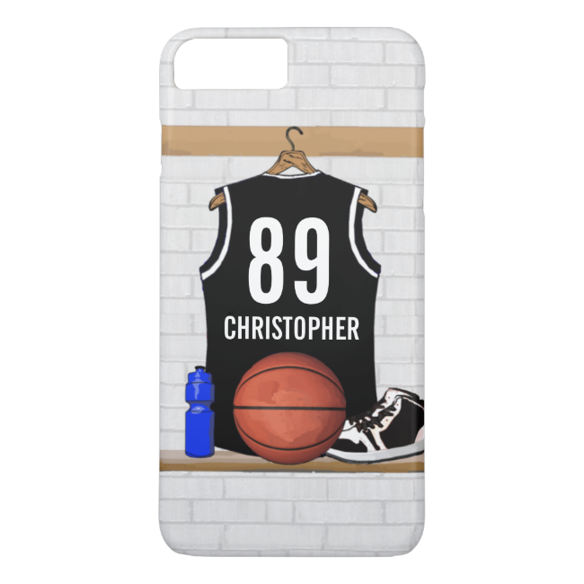 Personalized Black and White Basketball Jersey iPhone 7 Plus Case