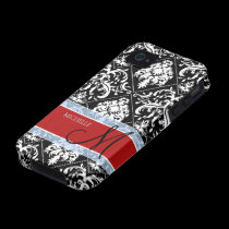 Personalized Black and White Damask with Mongram casemate cases