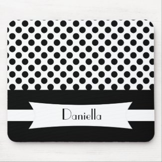 Personalized Black And White Mousepad::Polka Dots mousepad