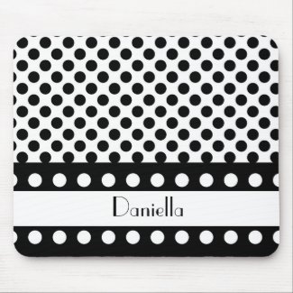 Personalized Black And White Mousepad::Polka Dots mousepad