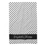 Personalized Black and White Polka Dot Hand Towels