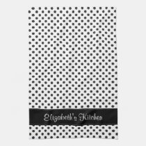 Personalized Black and White Polka Dot Hand Towels