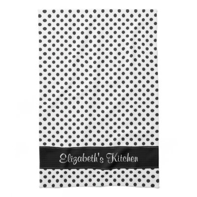Personalized Black and White Polka Dot Hand Towels Mojo_kitchentowel Personalized Black and White Polka Dot Hand Towels Mojo_kitchentowel