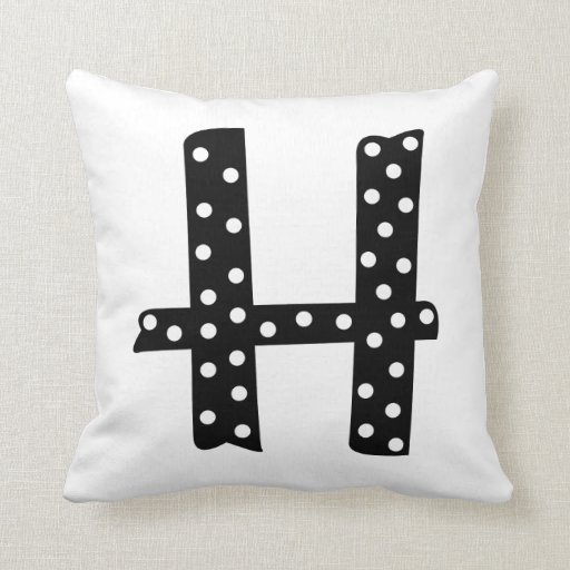 Personalized Black and White Polka Dot Letter H Pillows Zazzle