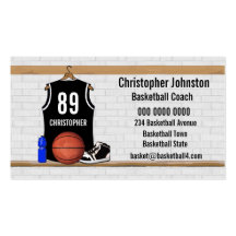 Personalized Black Basketball Jersey Business Card Template