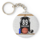 Personalized Black Basketball Jersey Keychain