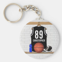 Personalized Black Basketball Jersey Keychain