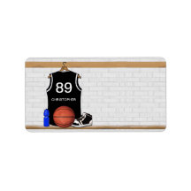 Personalized Black Basketball Jersey Custom Address Label