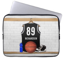 Personalized Black Basketball Jersey laptop sleeves