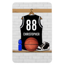 Personalized Black Basketball Jersey Magnets