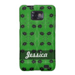 Personalized black flowers on green pattern casemate cases