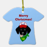 Personalized Black Lab Baseball Christmas Christmas Tree Ornament