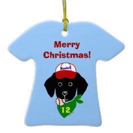 Personalized Black Lab Baseball Christmas Christmas Tree Ornament