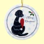 Personalized Black Lab Christmas Santa Hat ornaments