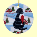Personalized Black Lab Christmas Santa Hat ornaments