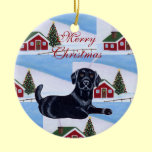 Personalized Black Lab Puppy Christmas ornaments