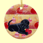 Personalized Black Lab Puppy Christmas ornaments