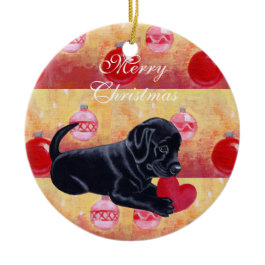 Personalized Black Lab Puppy Christmas Christmas Ornaments