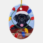 Personalized Black Lab Puppy Christmas Ornaments