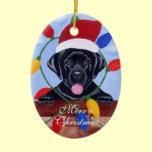 Personalized Black Lab Puppy Christmas ornaments