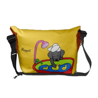 Personalized Black Lab & Rubber Ducks Cartoon Courier Bags