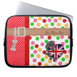 Personalized Black Lab & UK Flag Heart 2 Laptop Sleeve