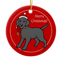 Personalized Black Labrador Christmas Santa Hat Ornament
