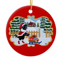 Personalized Black Labrador Santa Ornament