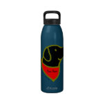 Personalized Black Labrador & Scarf Cartoon Drinking Bottles